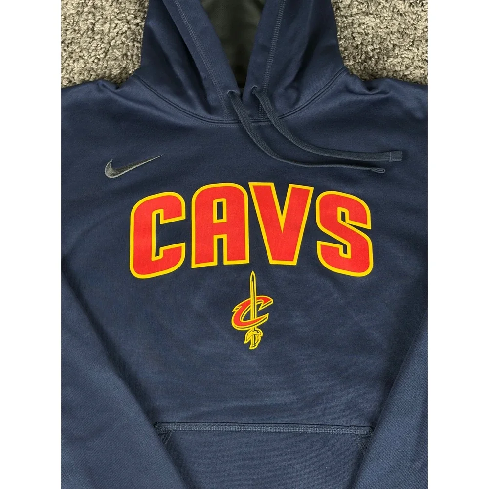 Nike Cleveland Cavaliers Therma-FIT Hoodie Mens Medium Navy Blue NBA CAVS Hoodie